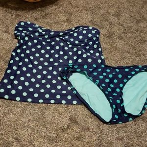 2 Piece Polkadot Tankini Swimsuit